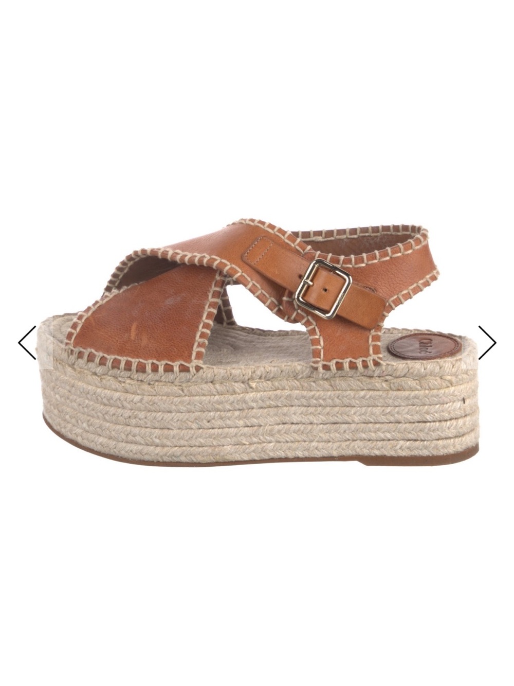 Chloe Tan Leather Espadrille Platform Sandal